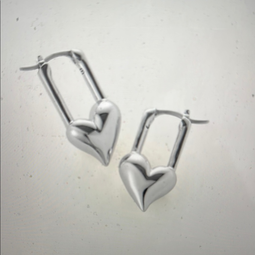 Jenny Bird Padlock Heart Huggie Earrings